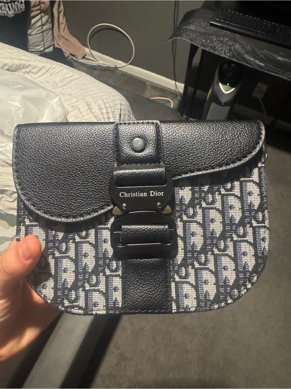 Dior Navy and Ivory Saddle Crossbody Bag